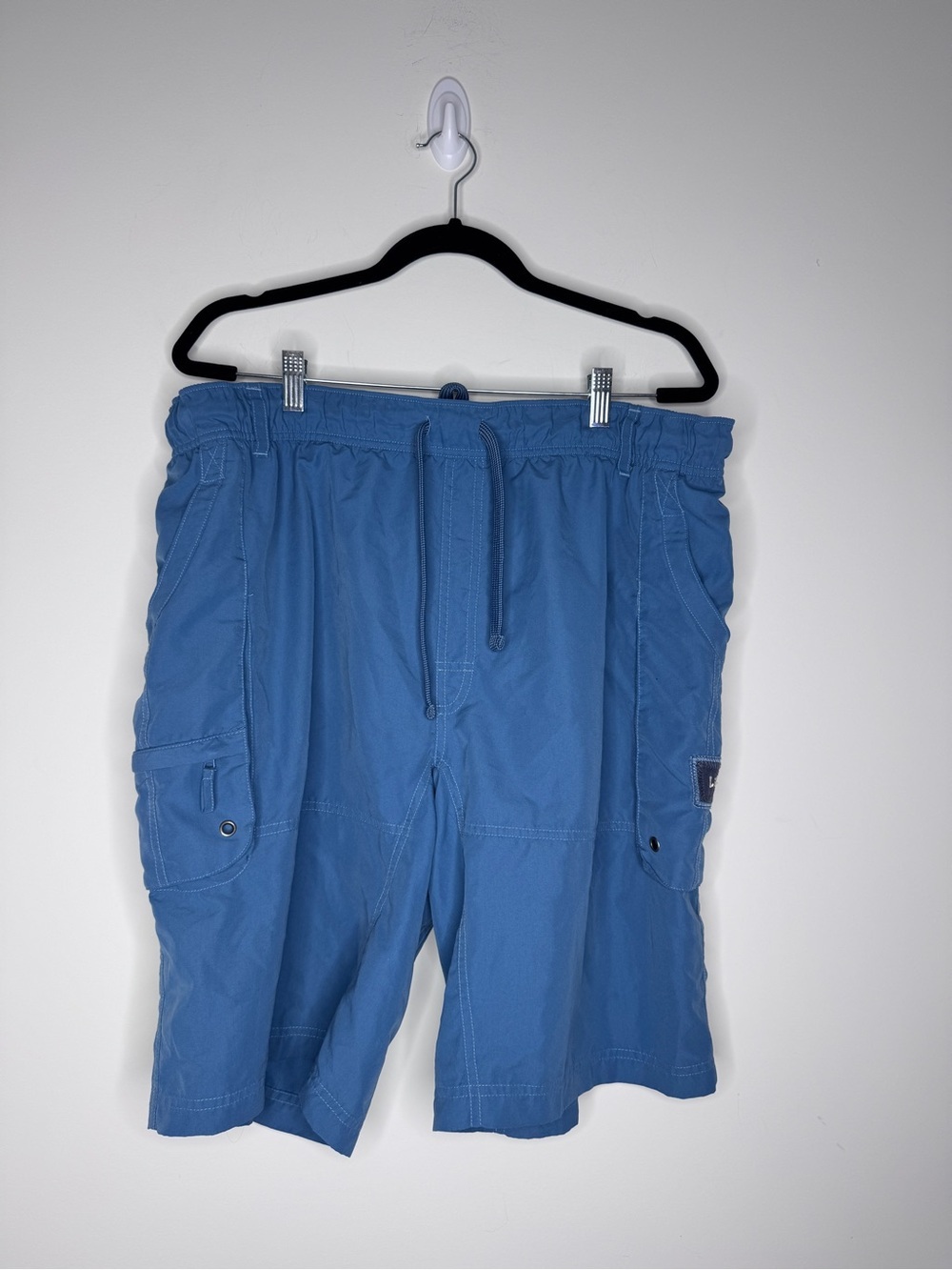 Life Is Good Men's Blue Drawstring Cargo Swim Trunks